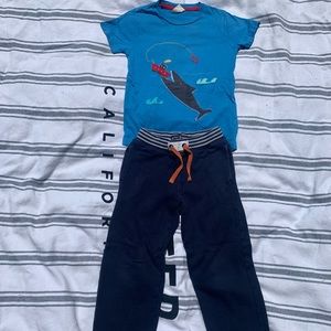 Boys mini Boden pants and tee